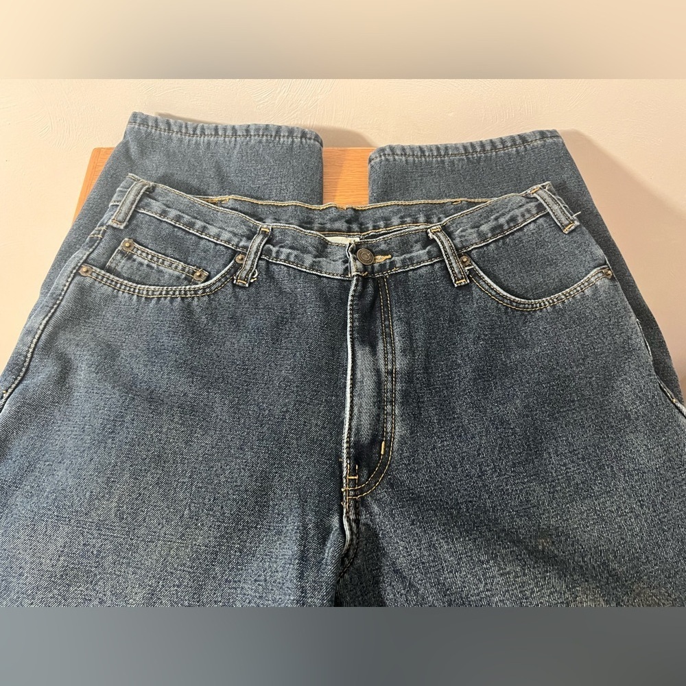 Full Blue Fleece Lined Jeans Men 34 X 34 Relaxed Fit Straight Leg